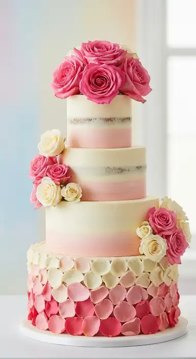 15 Wedding Cakes: Ideas & Recipes 2025 8 4-Tier Rose Petal Bliss