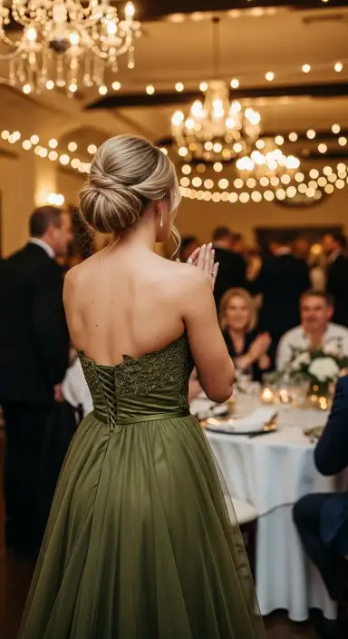 35 Stunning Olive Green Dress Outfits for Weddings 31 Celebrating with a Playful Approach