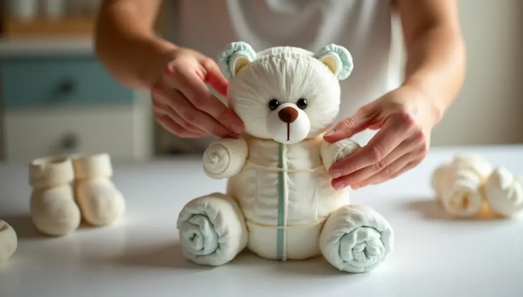 How to Make a Decorative Diaper Teddy Bear 6 Step 4: Craft the Arms and Legs