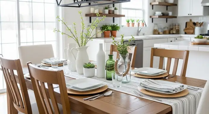 35 Beautiful Farmhouse Kitchen Table Setting Ideas 14 Family-Style Serving Dishes