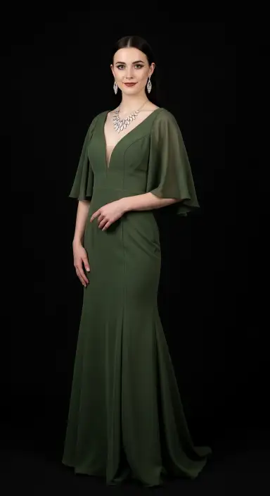 35 Stunning Olive Green Dress Outfits for Weddings 28 Mixing with Classic Black Elements