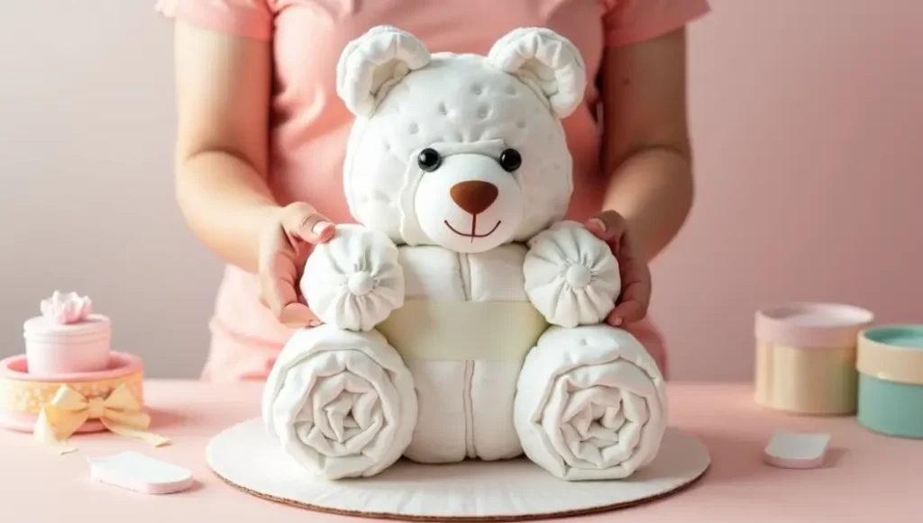 How to Make a Decorative Diaper Teddy Bear 7 Step 5: Tie It All Together with Ribbon
