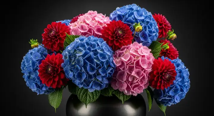 25 Stunning Hydrangea Bouquets for Every Occasion 25 Hydrangea and Dahlia Bold Statement