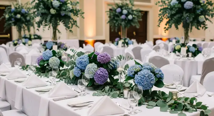 25 Stunning Hydrangea Bouquets for Every Occasion 11 Hydrangea and Eucalyptus Wedding Decor