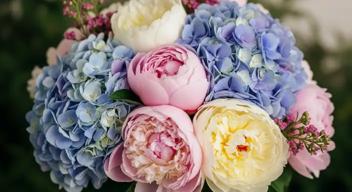 25 Stunning Hydrangea Bouquets for Every Occasion 19 Hydrangea and Peony Floral Delight