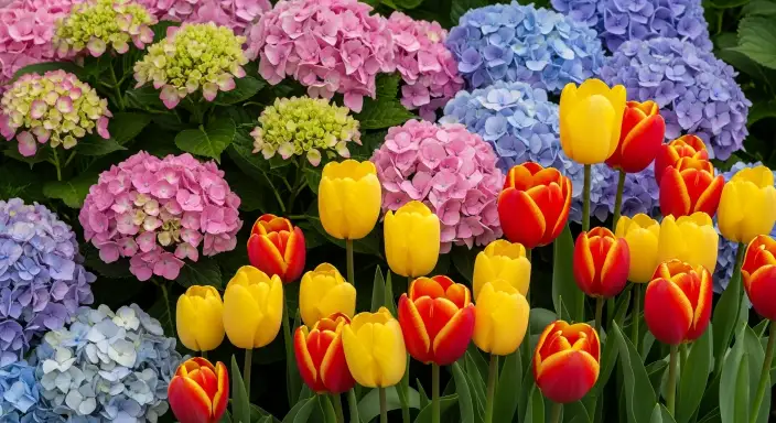 25 Stunning Hydrangea Bouquets for Every Occasion 23 Hydrangea and Tulip Spring Burst