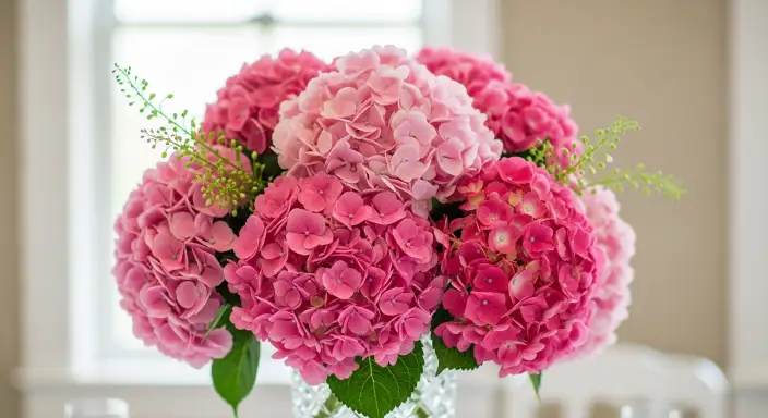25 Stunning Hydrangea Bouquets for Every Occasion 2 Romantic Pink Hydrangea Centerpiece