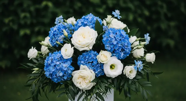 Blue and White Weddings Flowers: A Dreamy Palette of Elegance 5 Add Greenery for Contrast