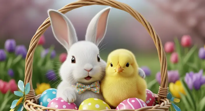 25 Cute Easter Wallpapers to Celebrate the Season 12 Bunny and Chick Duo