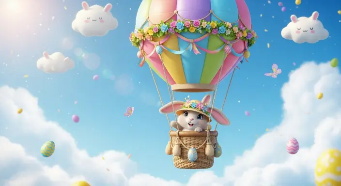 25 Cute Easter Wallpapers to Celebrate the Season 25 Bunny in a Hot Air Balloon
