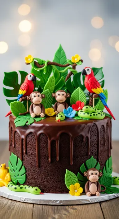 Jungle Theme Cake Ideas: Wild Celebrations Made Sweet 9 Chocolate Drip Jungle Cake