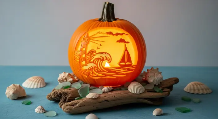 Elevate Your Table with a Stunning Pumpkin Centerpiece: 15 Gorgeous Fall Ideas 9 Coastal Pumpkin Glow