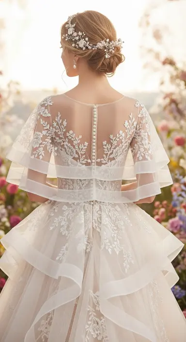 35 Breathtaking Romantic Wedding Dresses for Your Dream Day 17 Dreamy Sheer Overlays
