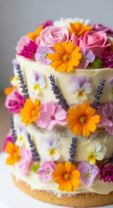 Decorating Wedding Cakes with Flowers: 25 Stunning Ideas to Elevate Your Big Day 10 Edible Flower Cake