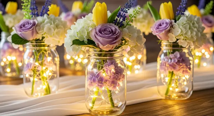 10 Beautiful DIY Wedding Centerpieces You Can Easily Make Yourself 11 Fairy Light Jars