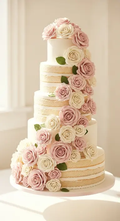 Decorating Wedding Cakes with Flowers: 25 Stunning Ideas to Elevate Your Big Day 8 Floating Tier Cake with Roses