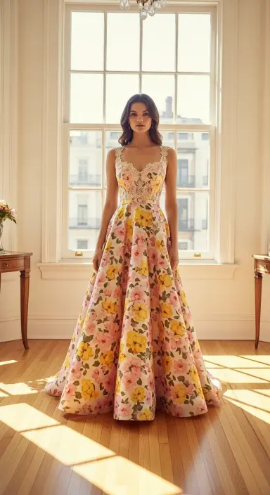 20 Stunning Ball Gowns for Your Next Formal Event 7 Floral A-Line Gown by Windsor