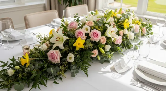 Elegant Long Dining Table Centerpiece Ideas | Stylish Décor Inspiration 6 Fresh Floral Garland for Spring