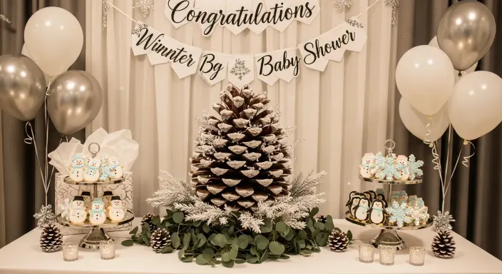 25 Sweet Winter Baby Shower Ideas to Warm Your Celebration 25 Frosted Pinecone Party