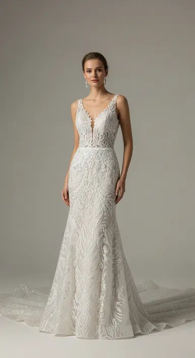 35 Breathtaking Romantic Wedding Dresses for Your Dream Day 13 Glamorous Sequin Accents