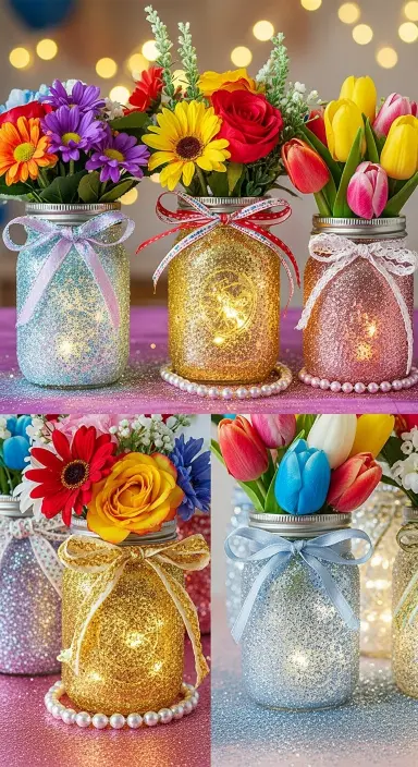 Top 10 Creative Party Decoration Ideas to Make Any Celebration Pop 9 Glitter Mason Jar Centerpieces