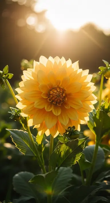 50 Stunning Flower Phone Wallpapers to Brighten Your Screen 19 Golden Dahlia in the Sun