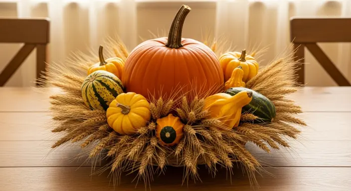 Elevate Your Table with a Stunning Pumpkin Centerpiece: 15 Gorgeous Fall Ideas 16 Harvest Wheat Bundle