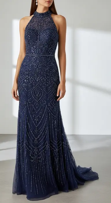 20 Stunning Ball Gowns for Your Next Formal Event 18 High-Neck Beaded Gown by Simply Dresses
