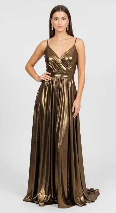 20 Stunning Ball Gowns for Your Next Formal Event 17 Metallic Gold Gown by Azazie