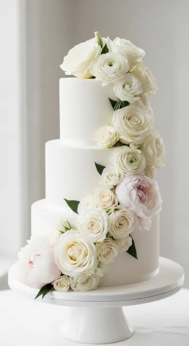 Decorating Wedding Cakes with Flowers: 25 Stunning Ideas to Elevate Your Big Day 12 Monochromatic Floral Cake