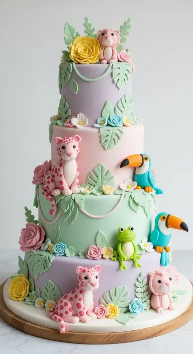 Jungle Theme Cake Ideas: Wild Celebrations Made Sweet 8 Pastel Jungle Cake