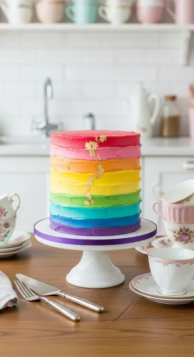 Decorating Wedding Cakes with Flowers: 25 Stunning Ideas to Elevate Your Big Day 9 Rainbow Ombre Cake