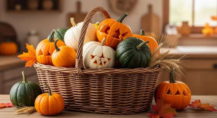 Elevate Your Table with a Stunning Pumpkin Centerpiece: 15 Gorgeous Fall Ideas 4 Rustic Harvest Basket