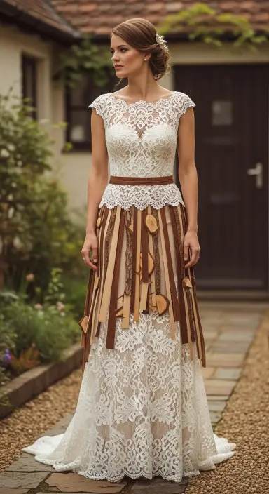 35 Breathtaking Romantic Wedding Dresses for Your Dream Day 14 Rustic Lace and Wood Elements