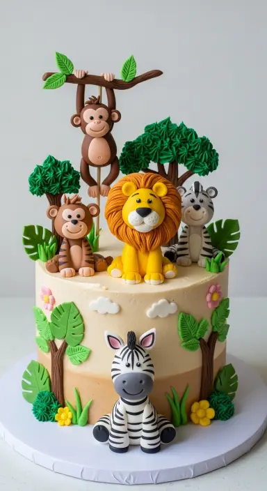 Jungle Theme Cake Ideas: Wild Celebrations Made Sweet 2 Safari Animal Topper Cake