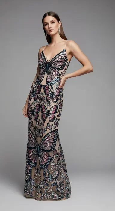 20 Stunning Ball Gowns for Your Next Formal Event 4 Sequin Butterfly Maxi Dress by Goddiva