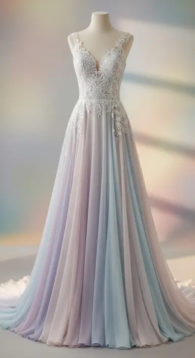 35 Breathtaking Romantic Wedding Dresses for Your Dream Day 4 Soft Pastel Hues