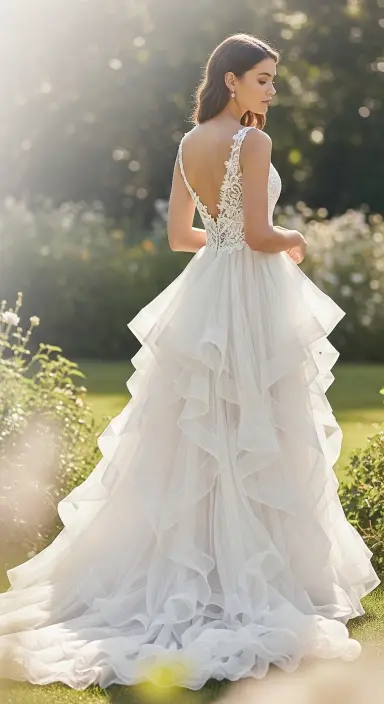 35 Breathtaking Romantic Wedding Dresses for Your Dream Day 20 Soft Ruffled Layers
