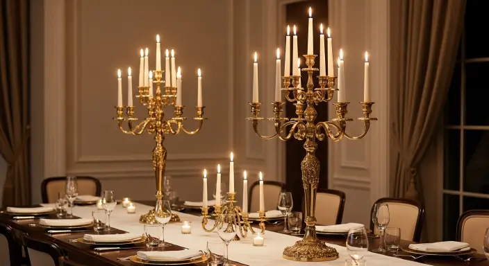 Elegant Long Dining Table Centerpiece Ideas | Stylish Décor Inspiration 8 Tall Candelabras for Formal Elegance
