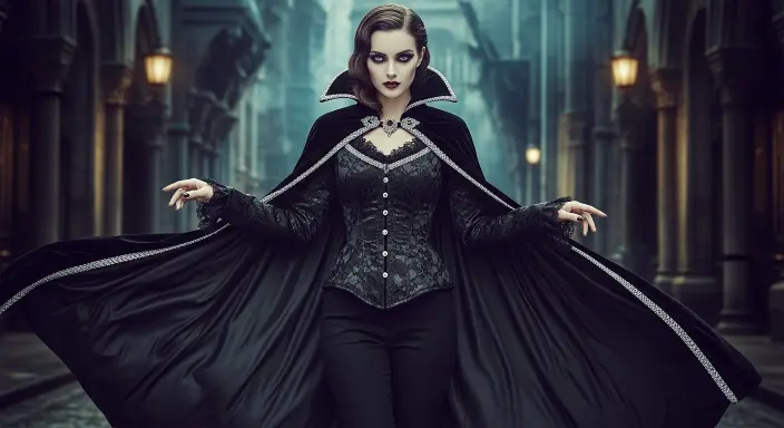 The Ultimate Guide to Rocking a Vampire Halloween Costume (No Sparkles Required!) 2 The Cape: Your Gothic Statement Piece