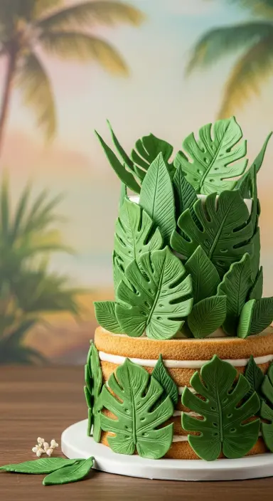Jungle Theme Cake Ideas: Wild Celebrations Made Sweet 11 Tropical Leaf Cake
