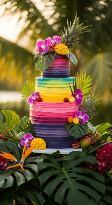 Decorating Wedding Cakes with Flowers: 25 Stunning Ideas to Elevate Your Big Day 13 Tropical Paradise Cake