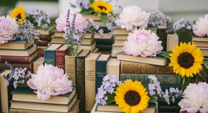 10 Beautiful DIY Wedding Centerpieces You Can Easily Make Yourself 4 Vintage Book Stacks with Flowers