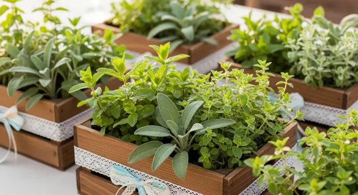 10 Beautiful DIY Wedding Centerpieces You Can Easily Make Yourself 6 Wooden Crate Herb Gardens