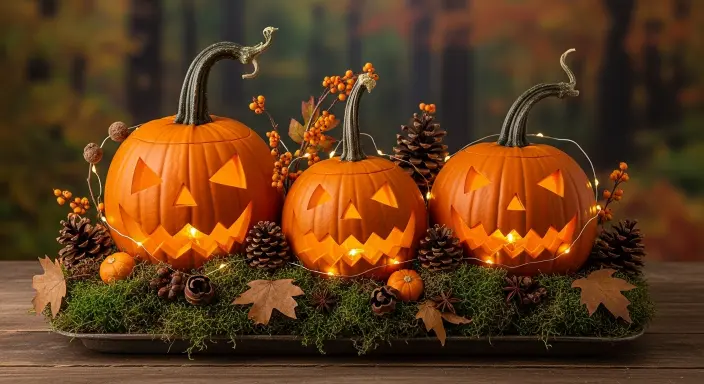 Elevate Your Table with a Stunning Pumpkin Centerpiece: 15 Gorgeous Fall Ideas 13 Woodland Pumpkin Scene